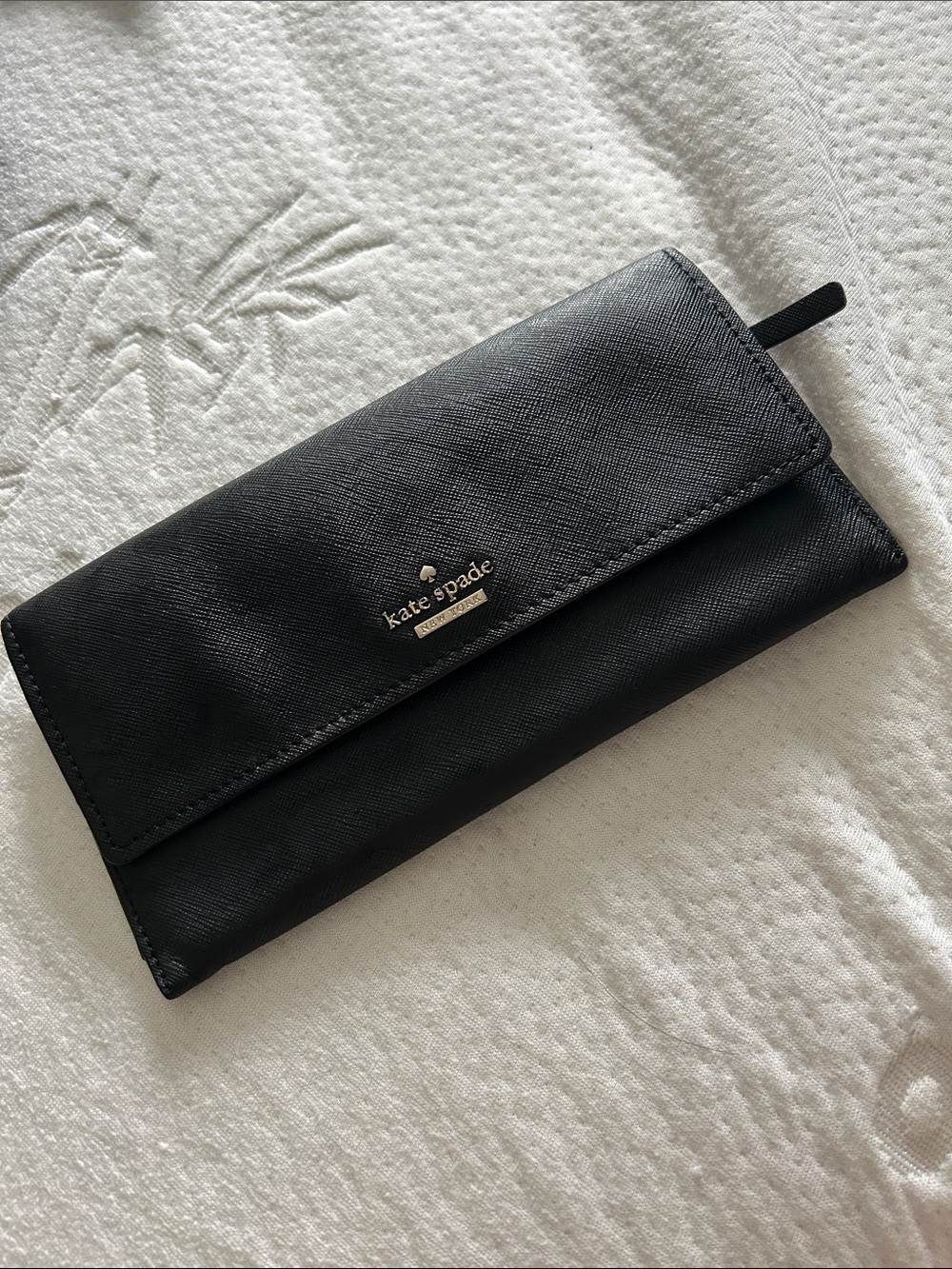 kate spade Black Saffiano Flap Continental Wallet